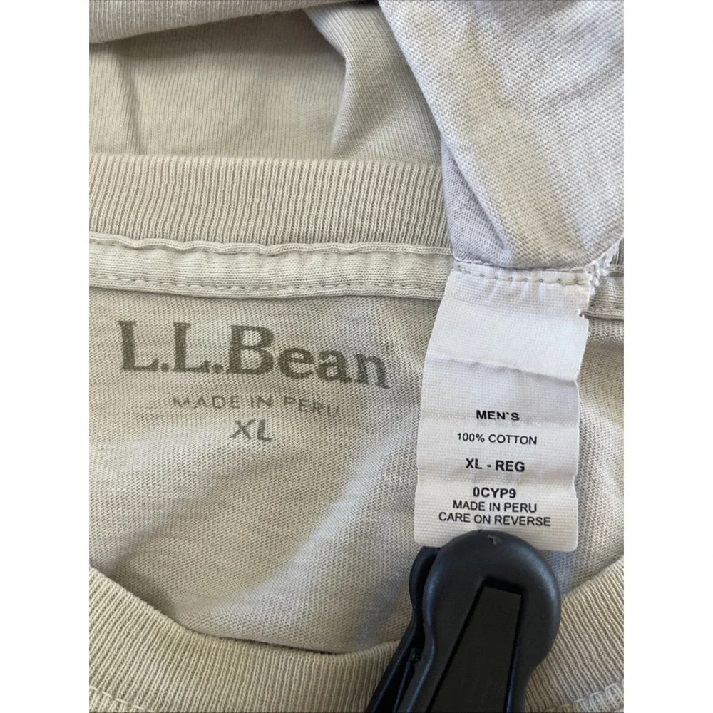 LL Bean Long Sleeve Men Xtra Large‎ Cream 100% Cotton Pullover W/ Pocket